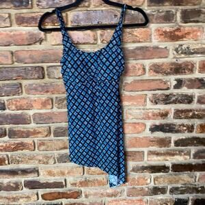 Coastal Blue Black Blue Printed Swim Bathing Suit Tankini Dress Size Small